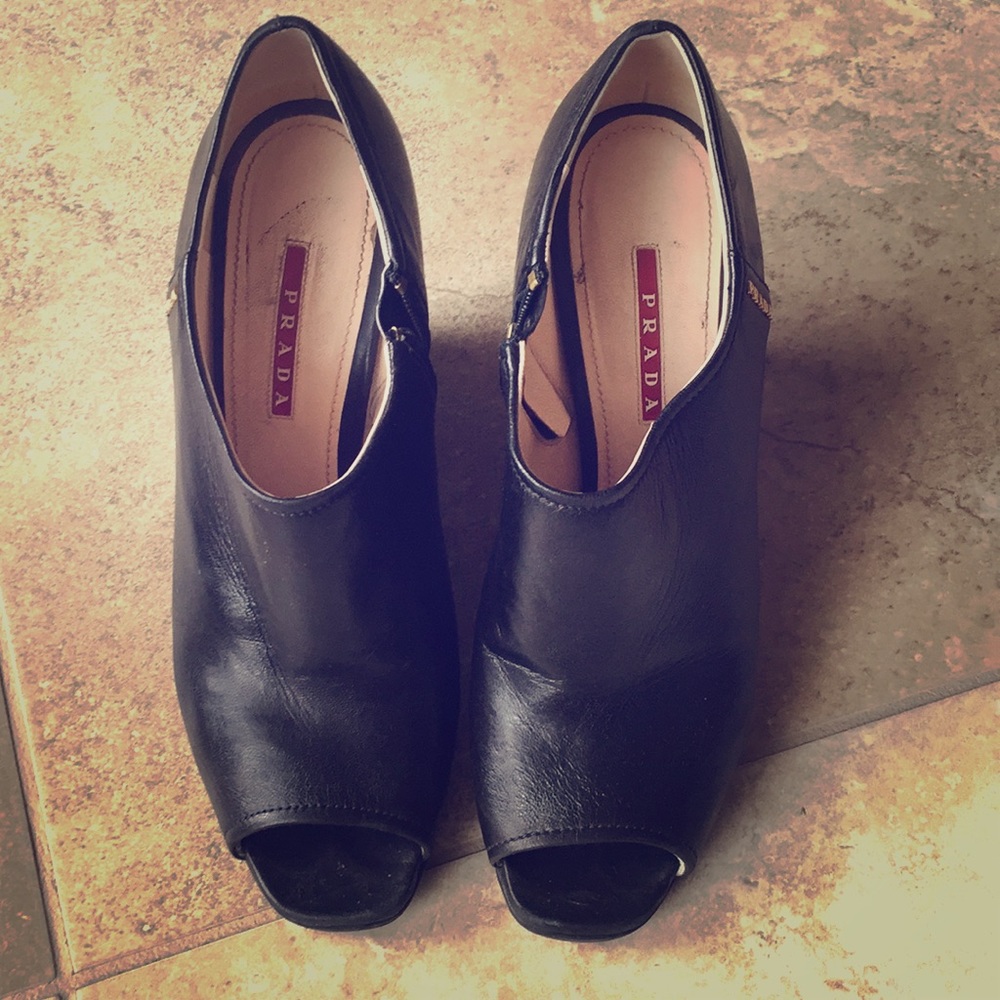 Prada peep toe booties